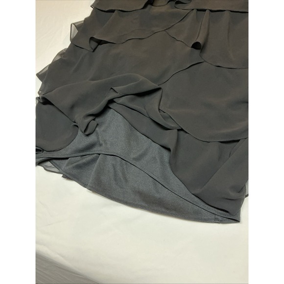 Dressbarn Collection Size 16 Black Cocktail Dress Chiffon Ruffles Sleeveless - Picture 12 of 16